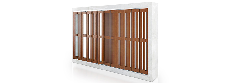 brise-soleil aux lames orientables en bois